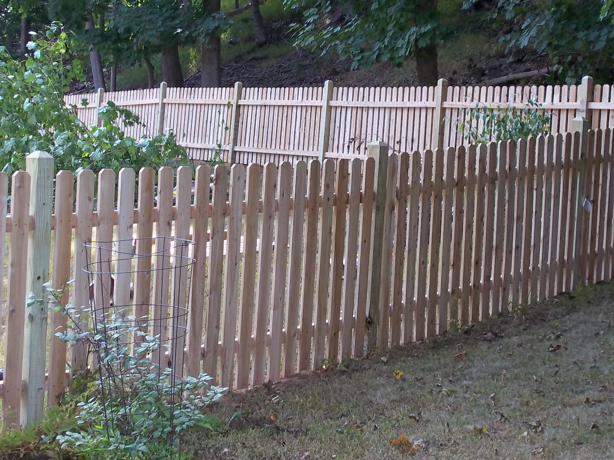 wood fence - Cedar Spaced Picket style