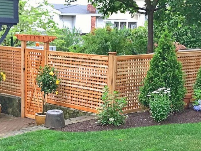 wood fence - Heavy Cedar Lattice style