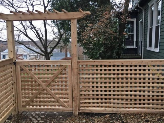wood fence - Heavy Cedar Lattice style