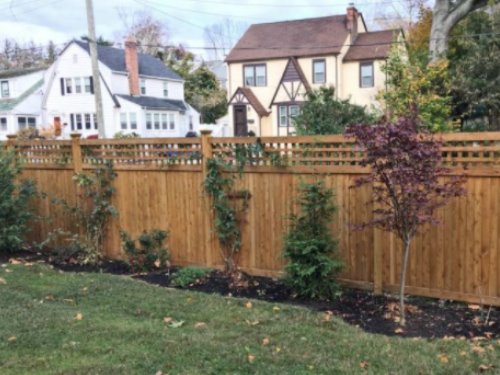 wood fence - Cedar Tongue & Groove Lattice Top style