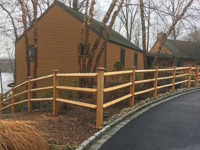 wood fence - Diamond Post & Rail style